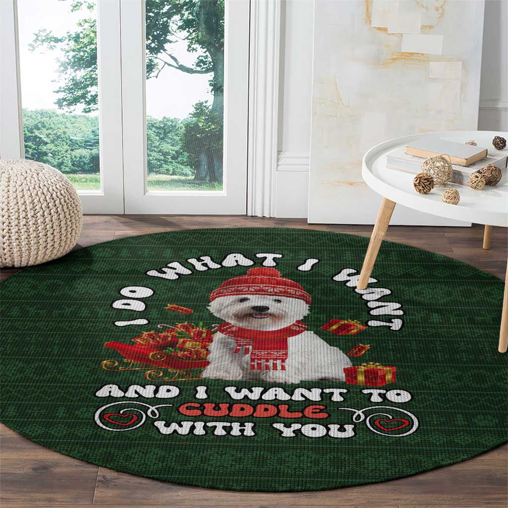 West Highland White Terrier Christmas Round Carpet Xmas Holiday Patterns - Wonder Print Shop