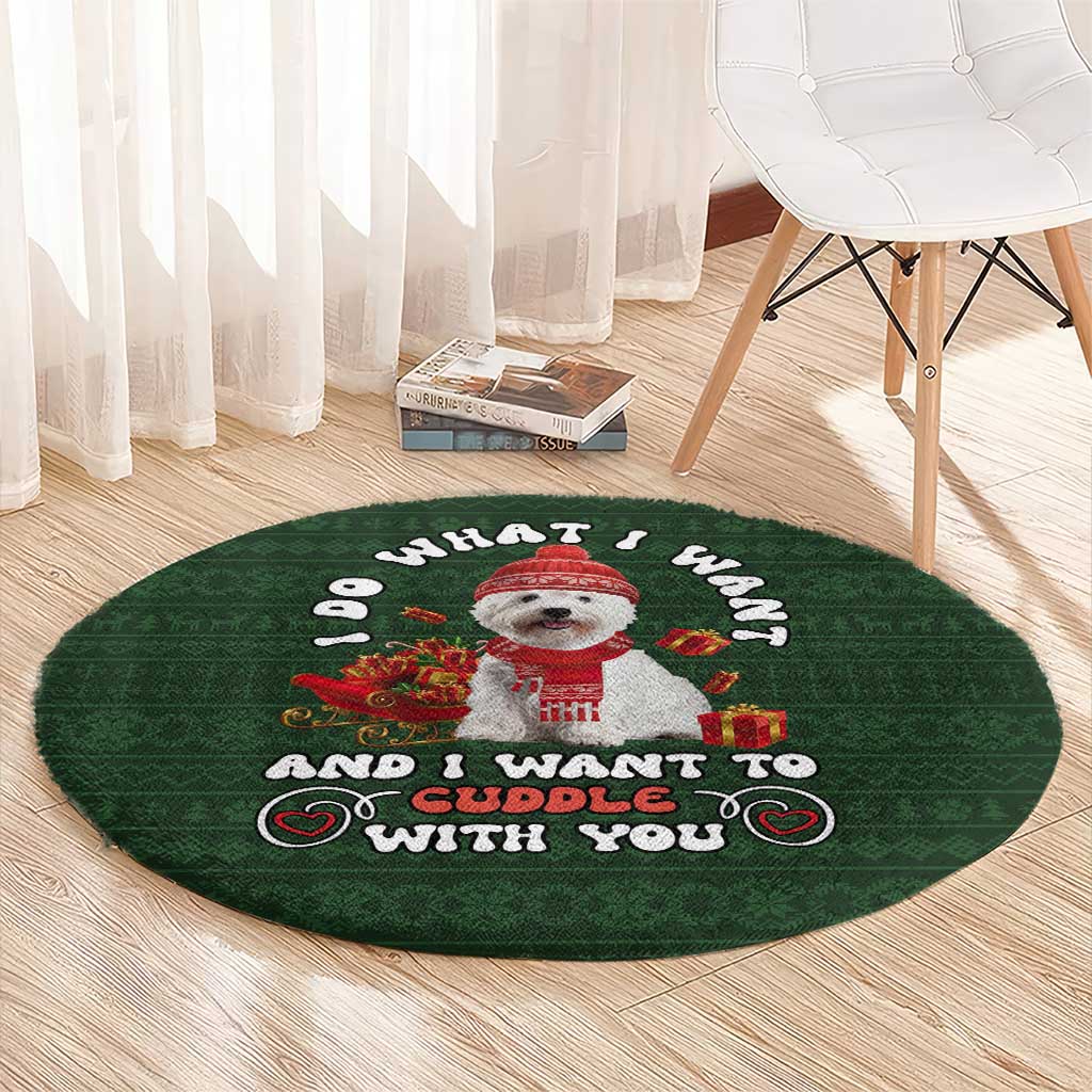 West Highland White Terrier Christmas Round Carpet Xmas Holiday Patterns - Wonder Print Shop