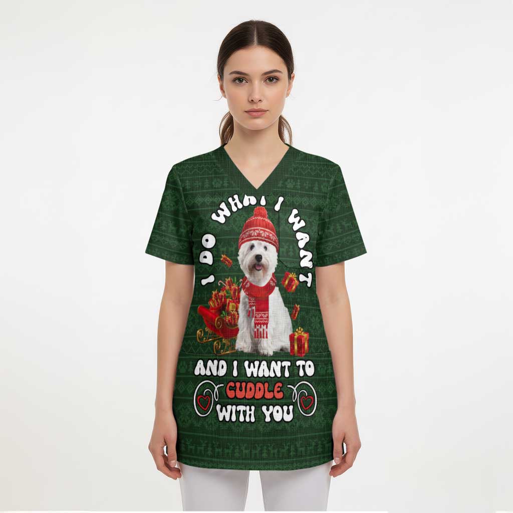 West Highland White Terrier Christmas Scrub Top Xmas Holiday Patterns - Wonder Print Shop