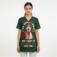 West Highland White Terrier Christmas Scrub Top Xmas Holiday Patterns - Wonder Print Shop