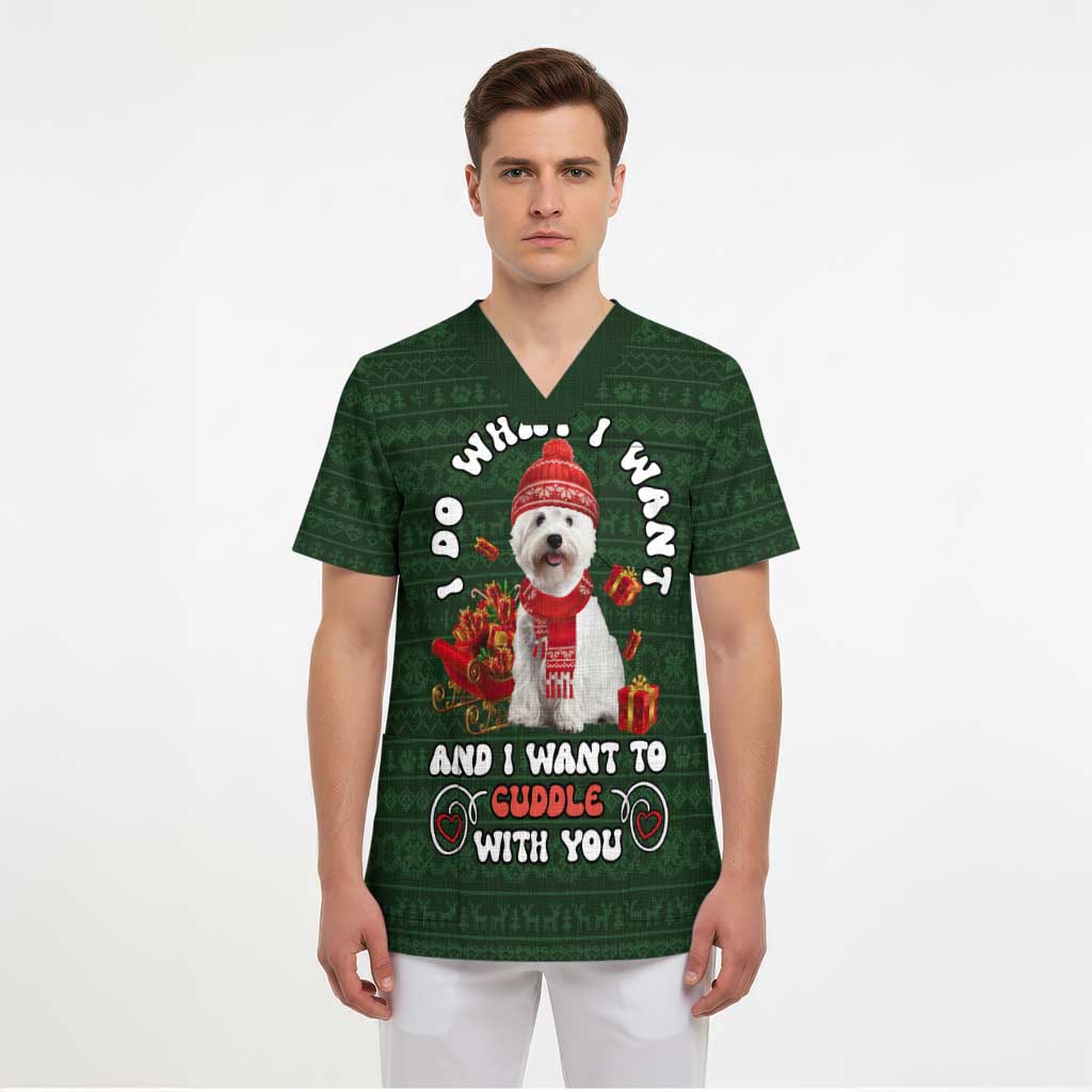 West Highland White Terrier Christmas Scrub Top Xmas Holiday Patterns - Wonder Print Shop