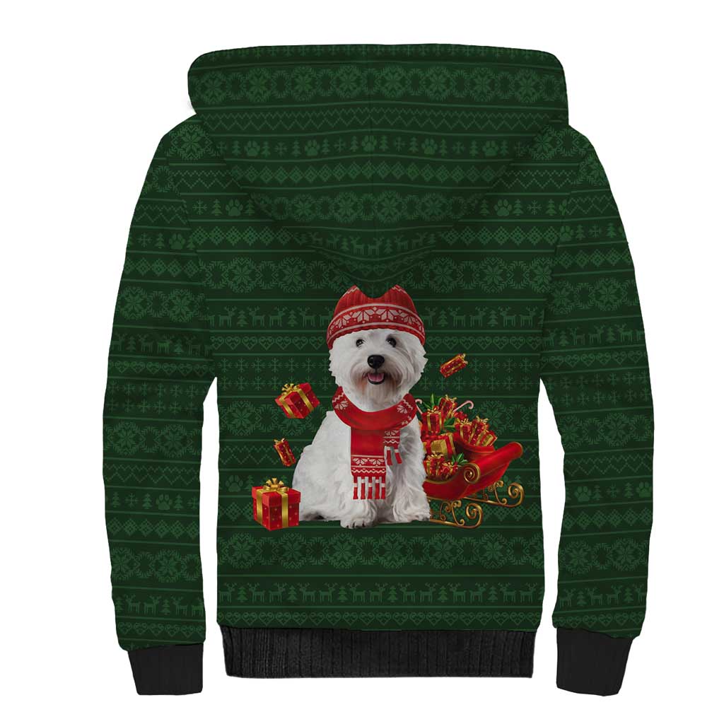 West Highland White Terrier Christmas Sherpa Hoodie Xmas Holiday Patterns - Wonder Print Shop