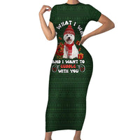 West Highland White Terrier Christmas Short Sleeve Bodycon Dress Xmas Holiday Patterns - Wonder Print Shop