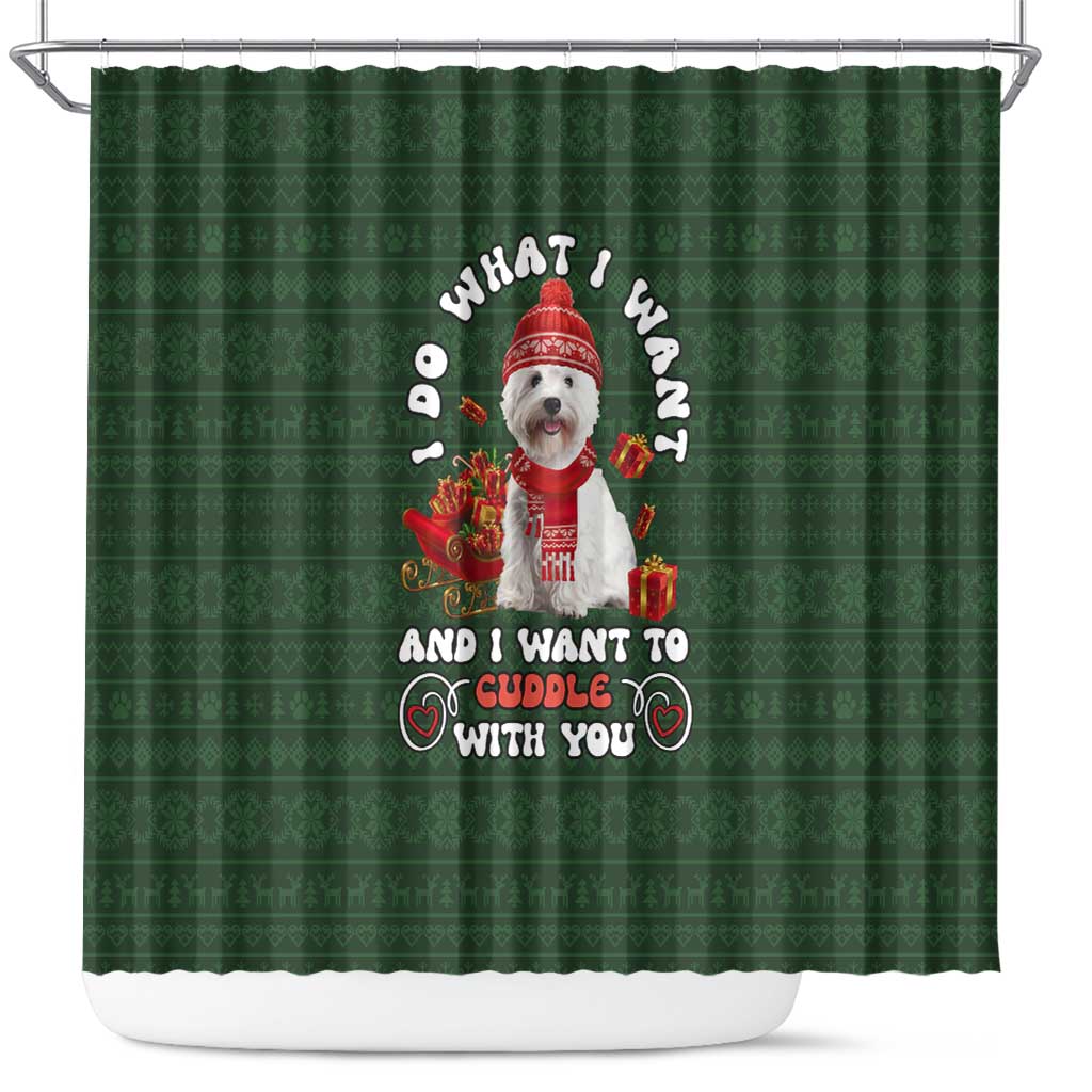 West Highland White Terrier Christmas Shower Curtain Xmas Holiday Patterns - Wonder Print Shop