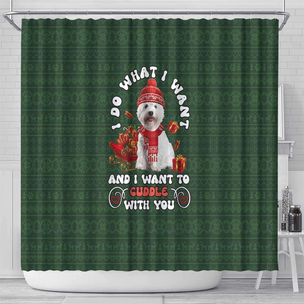 West Highland White Terrier Christmas Shower Curtain Xmas Holiday Patterns - Wonder Print Shop
