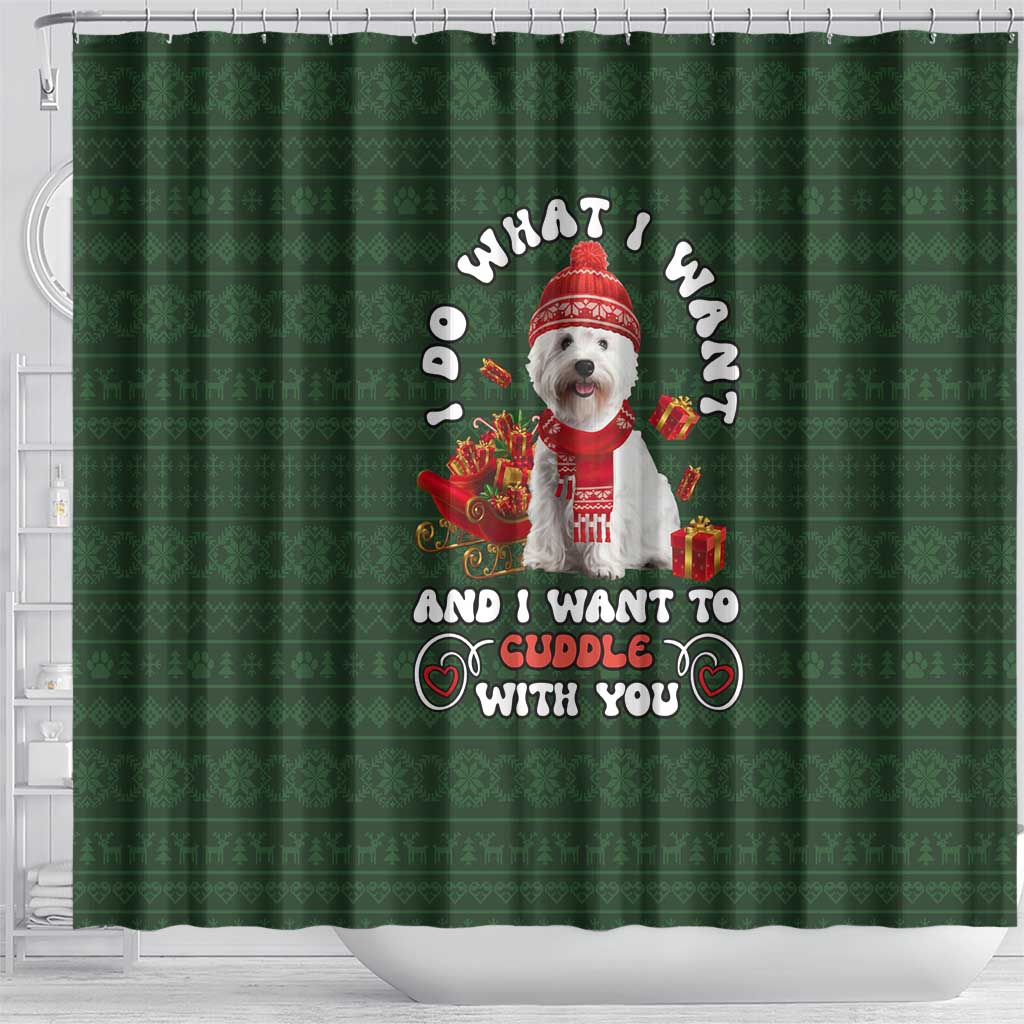West Highland White Terrier Christmas Shower Curtain Xmas Holiday Patterns - Wonder Print Shop