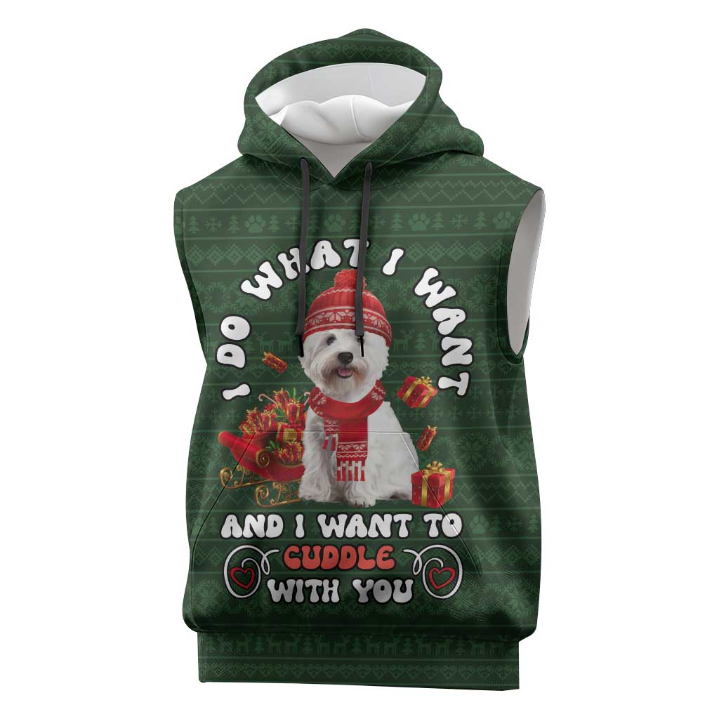 West Highland White Terrier Christmas Sleeveless Hoodie Xmas Holiday Patterns - Wonder Print Shop