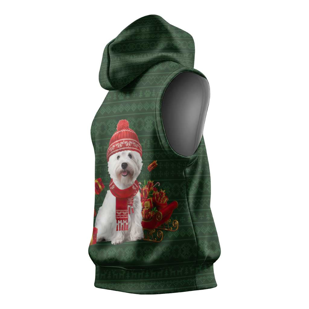 West Highland White Terrier Christmas Sleeveless Hoodie Xmas Holiday Patterns - Wonder Print Shop