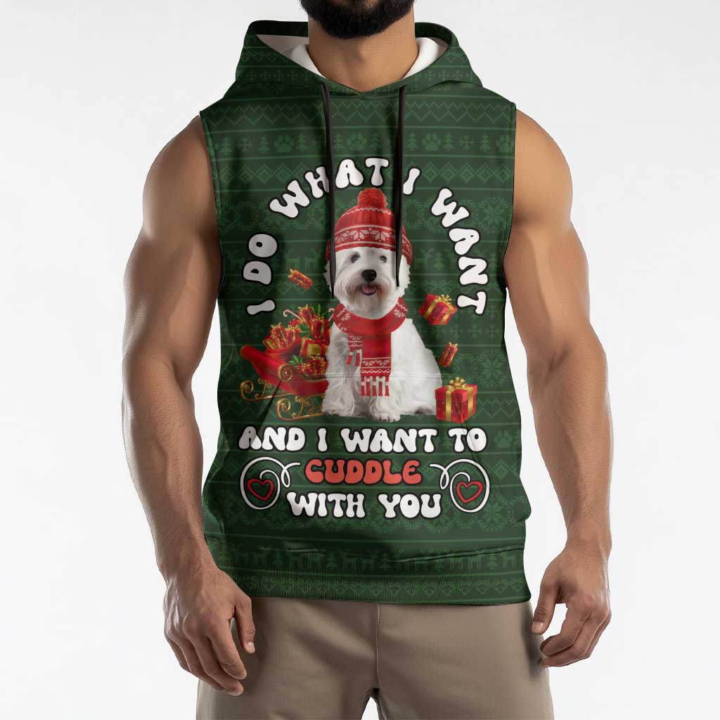 West Highland White Terrier Christmas Sleeveless Hoodie Xmas Holiday Patterns - Wonder Print Shop