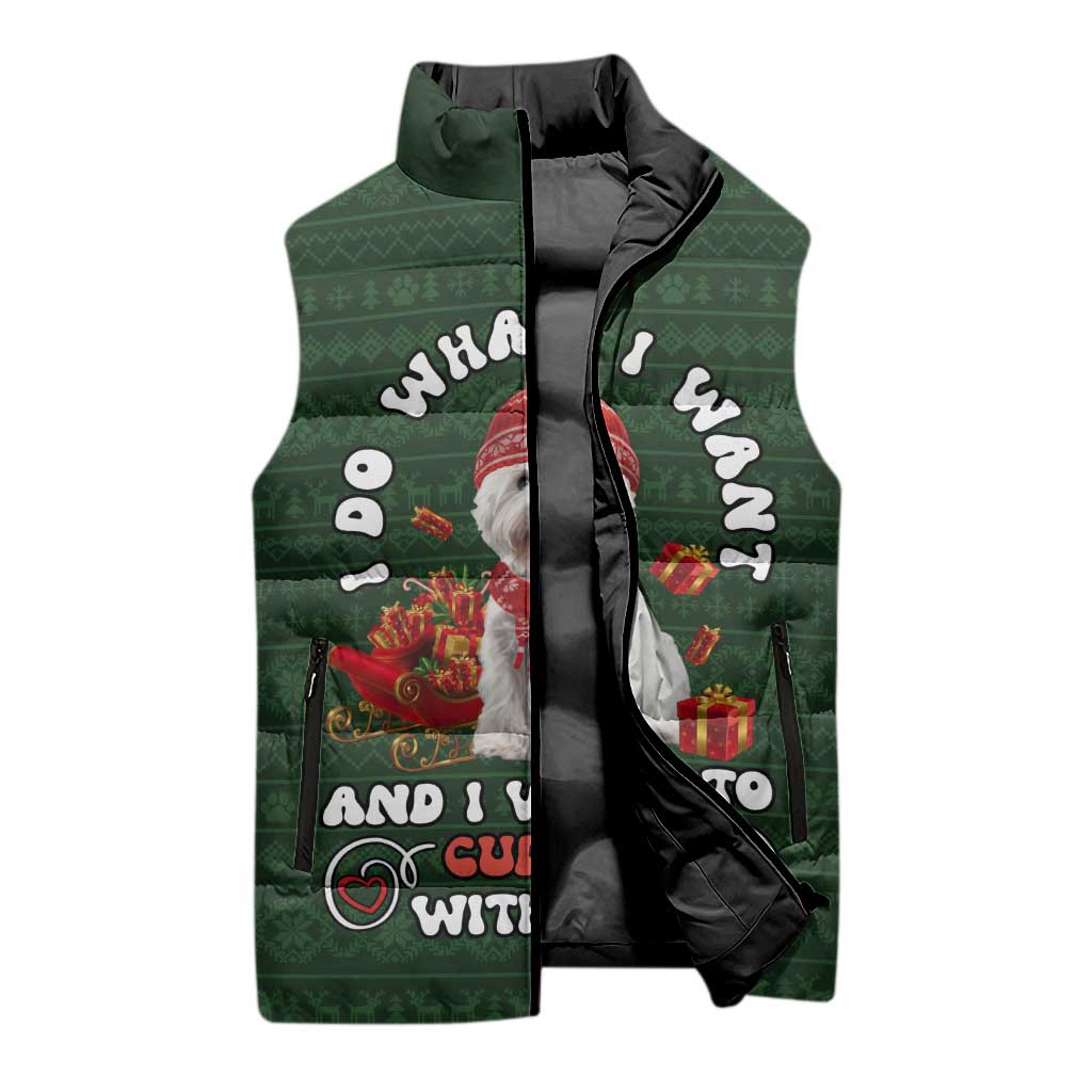 West Highland White Terrier Christmas Sleeveless Puffer Jacket Xmas Holiday Patterns - Wonder Print Shop