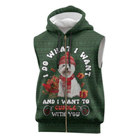 West Highland White Terrier Christmas Sleeveless Zip Hoodie Xmas Holiday Patterns - Wonder Print Shop