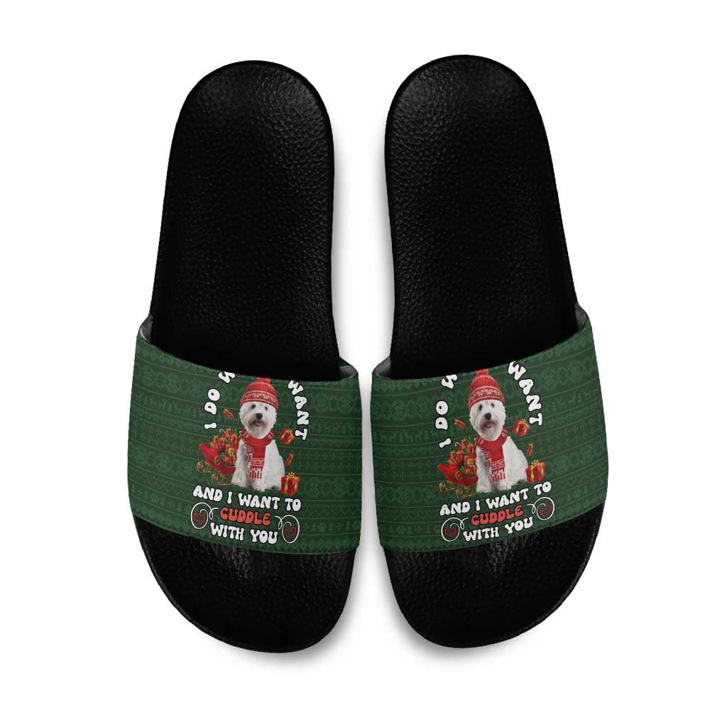 West Highland White Terrier Christmas Slide Sandals Xmas Holiday Patterns - Wonder Print Shop