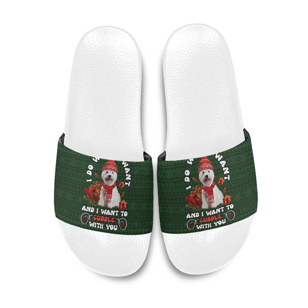 West Highland White Terrier Christmas Slide Sandals Xmas Holiday Patterns - Wonder Print Shop