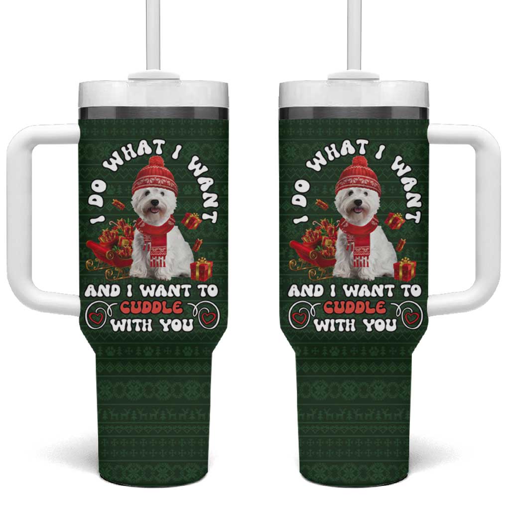 West Highland White Terrier Christmas Tumbler With Handle Xmas Holiday Patterns - Wonder Print Shop