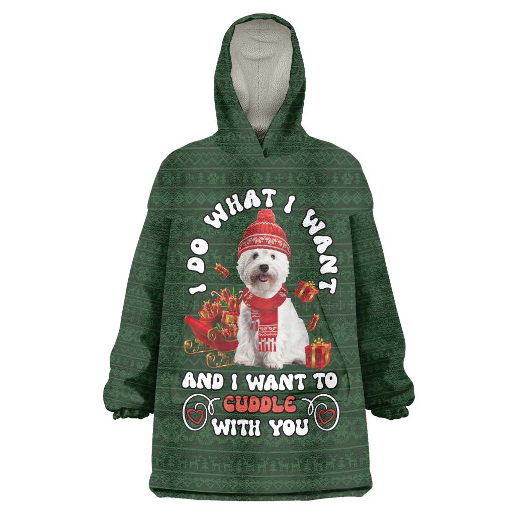 West Highland White Terrier Christmas Wearable Blanket Hoodie Xmas Holiday Patterns - Wonder Print Shop