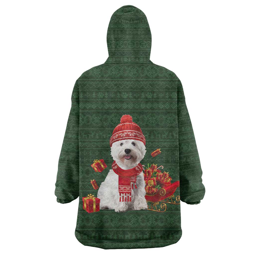 West Highland White Terrier Christmas Wearable Blanket Hoodie Xmas Holiday Patterns - Wonder Print Shop