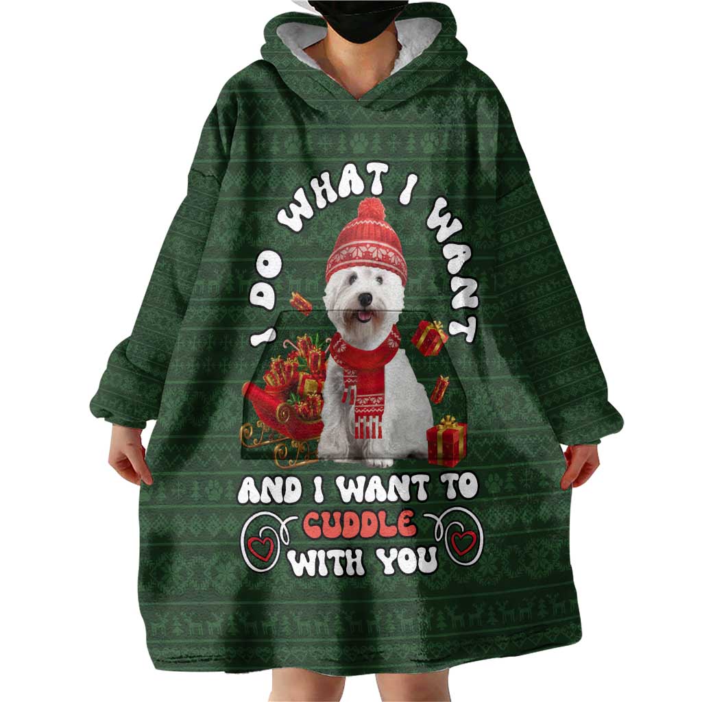 West Highland White Terrier Christmas Wearable Blanket Hoodie Xmas Holiday Patterns - Wonder Print Shop