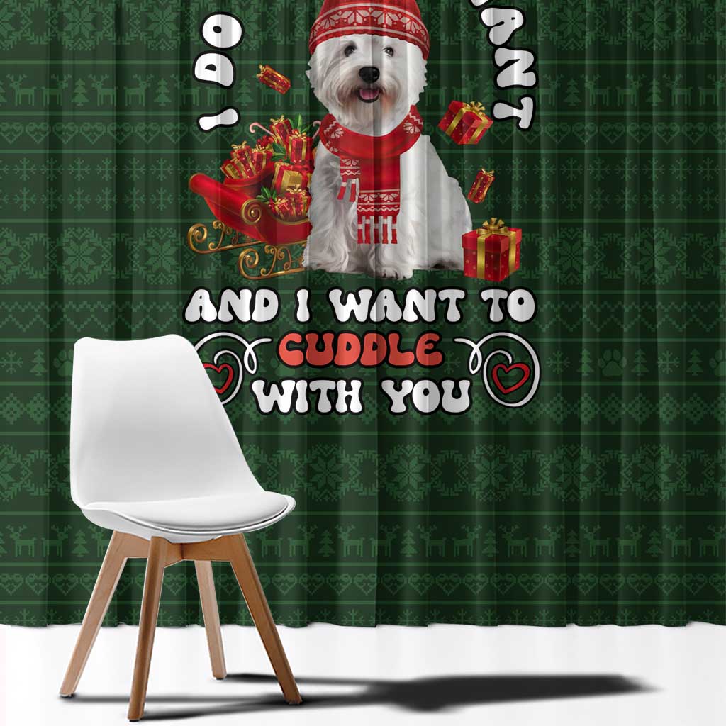 West Highland White Terrier Christmas Window Curtain Xmas Holiday Patterns - Wonder Print Shop