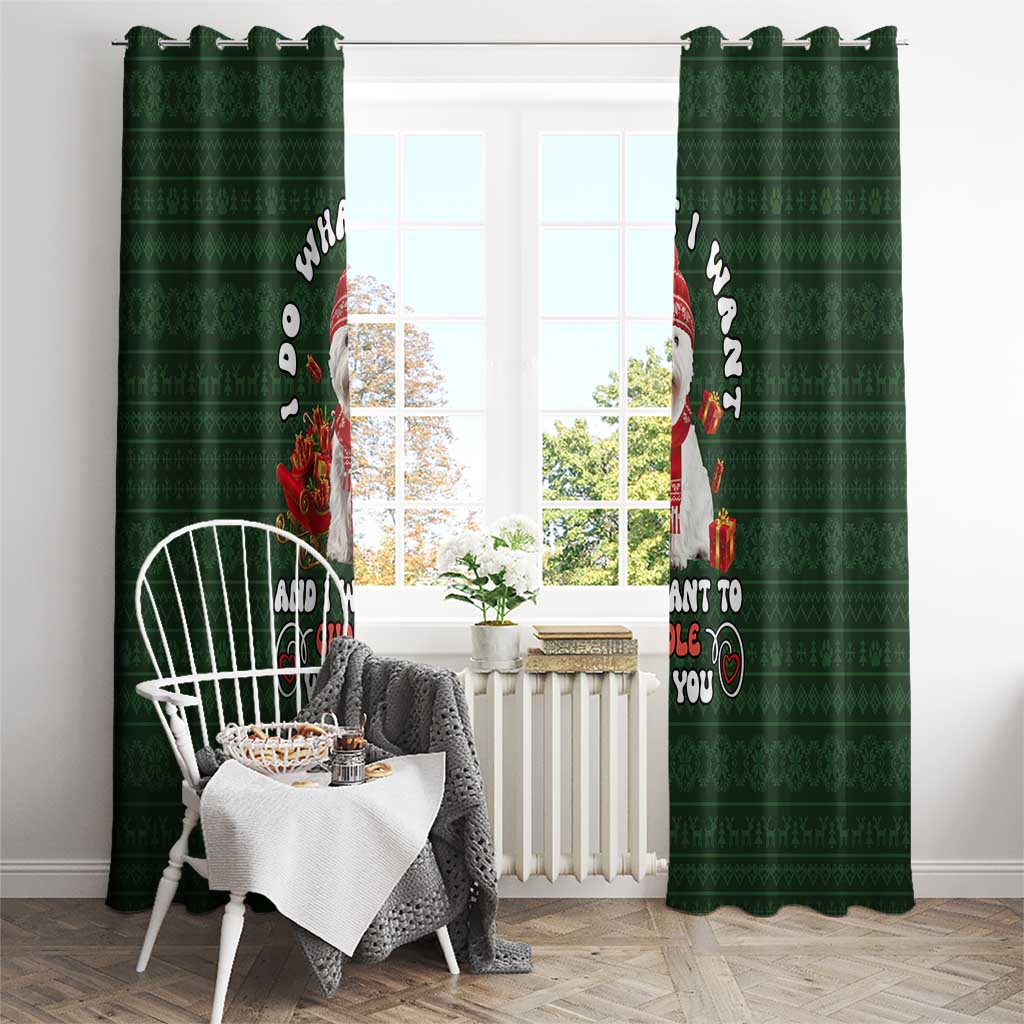West Highland White Terrier Christmas Window Curtain Xmas Holiday Patterns - Wonder Print Shop
