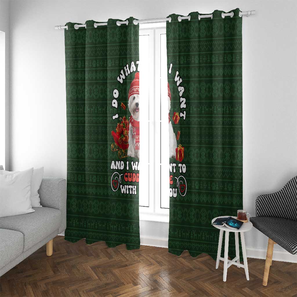West Highland White Terrier Christmas Window Curtain Xmas Holiday Patterns - Wonder Print Shop