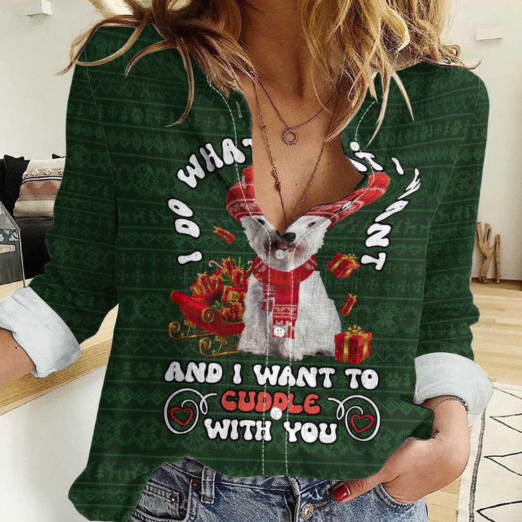 West Highland White Terrier Christmas Women Casual Shirt Xmas Holiday Patterns - Wonder Print Shop