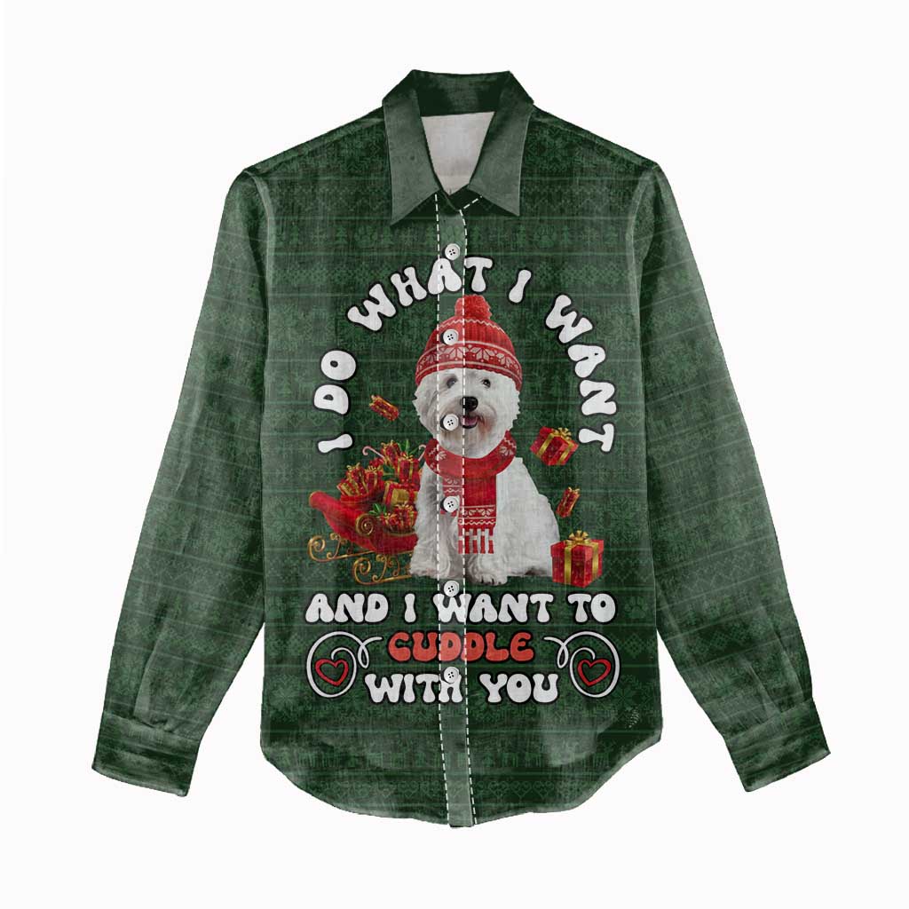 West Highland White Terrier Christmas Women Casual Shirt Xmas Holiday Patterns - Wonder Print Shop