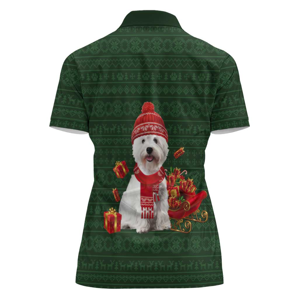 West Highland White Terrier Christmas Women Polo Shirt Xmas Holiday Patterns - Wonder Print Shop