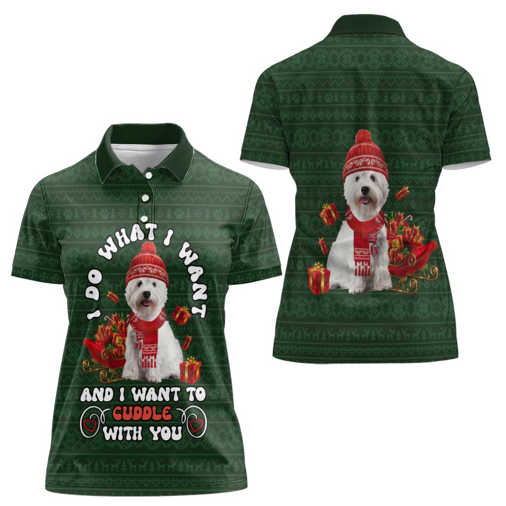 West Highland White Terrier Christmas Women Polo Shirt Xmas Holiday Patterns - Wonder Print Shop