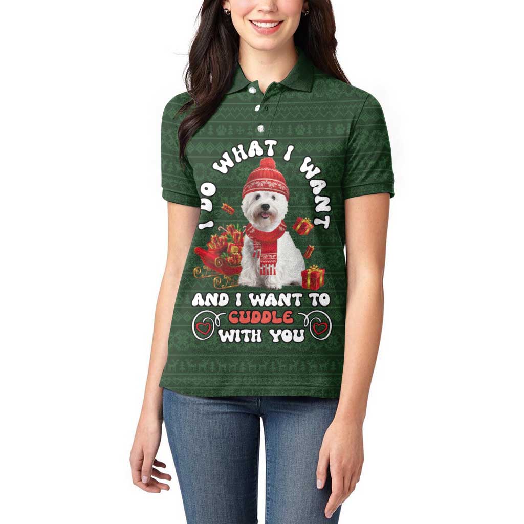 West Highland White Terrier Christmas Women Polo Shirt Xmas Holiday Patterns - Wonder Print Shop