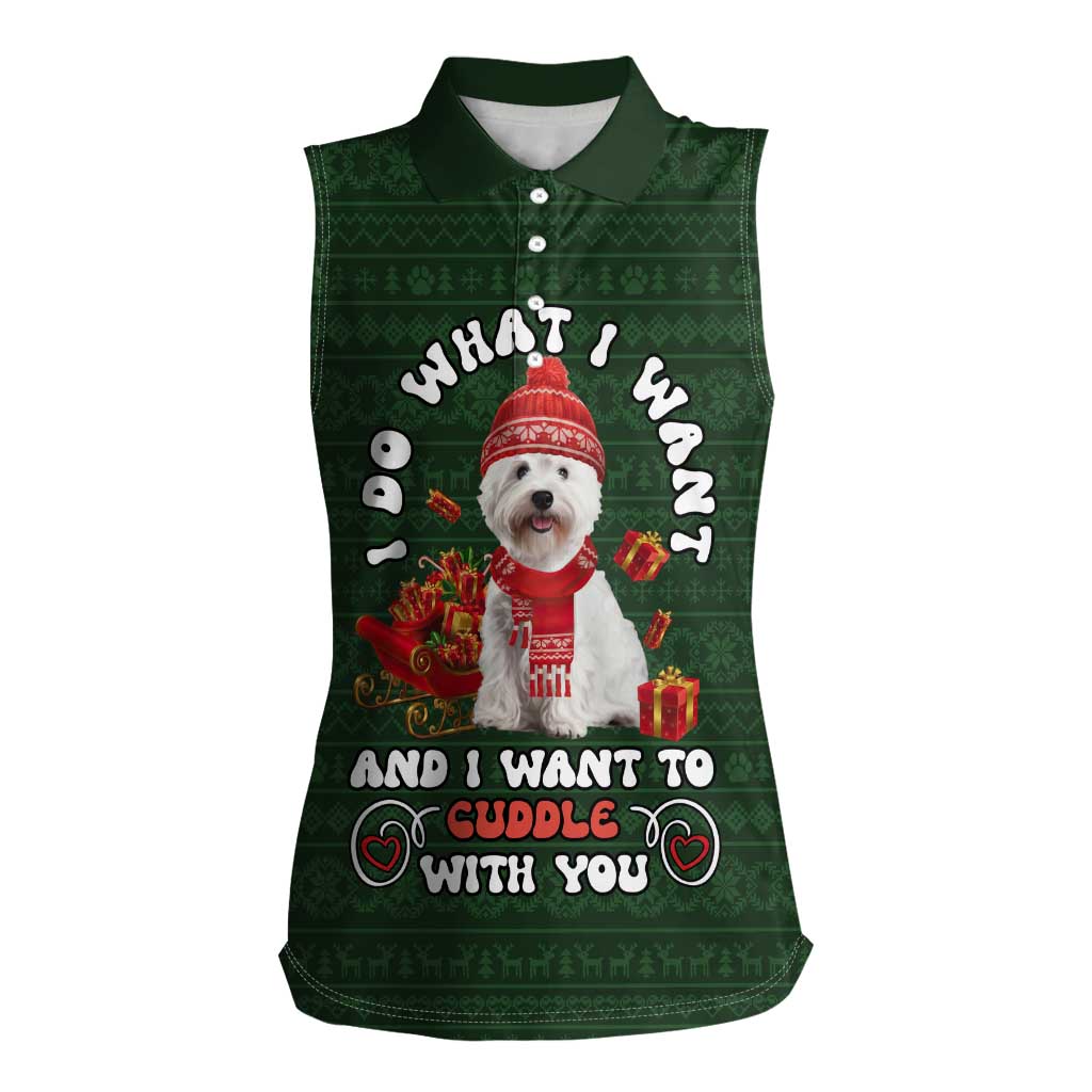 West Highland White Terrier Christmas Women Sleeveless Polo Shirt Xmas Holiday Patterns - Wonder Print Shop