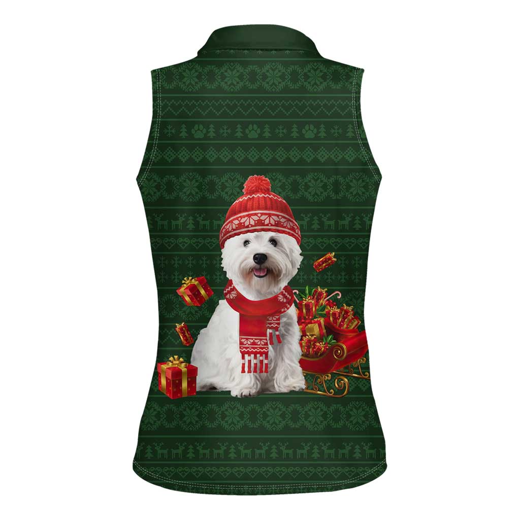 West Highland White Terrier Christmas Women Sleeveless Polo Shirt Xmas Holiday Patterns - Wonder Print Shop