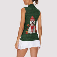 West Highland White Terrier Christmas Women Sleeveless Polo Shirt Xmas Holiday Patterns - Wonder Print Shop