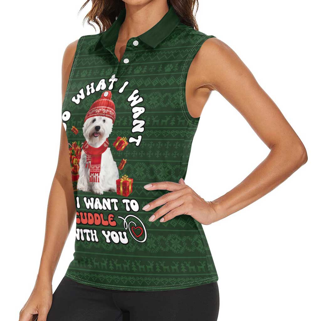 West Highland White Terrier Christmas Women Sleeveless Polo Shirt Xmas Holiday Patterns - Wonder Print Shop