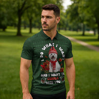 West Highland White Terrier Christmas Zipper Polo Shirt Xmas Holiday Patterns - Wonder Print Shop