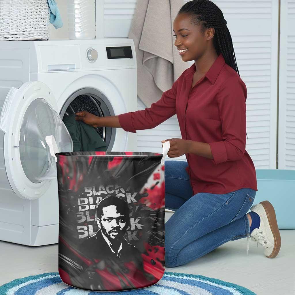 Steve Biko Laundry Basket with Black Consciousness Portrait, Power Fist Symbol and Red-Black Freedom - Wonder Print Shop