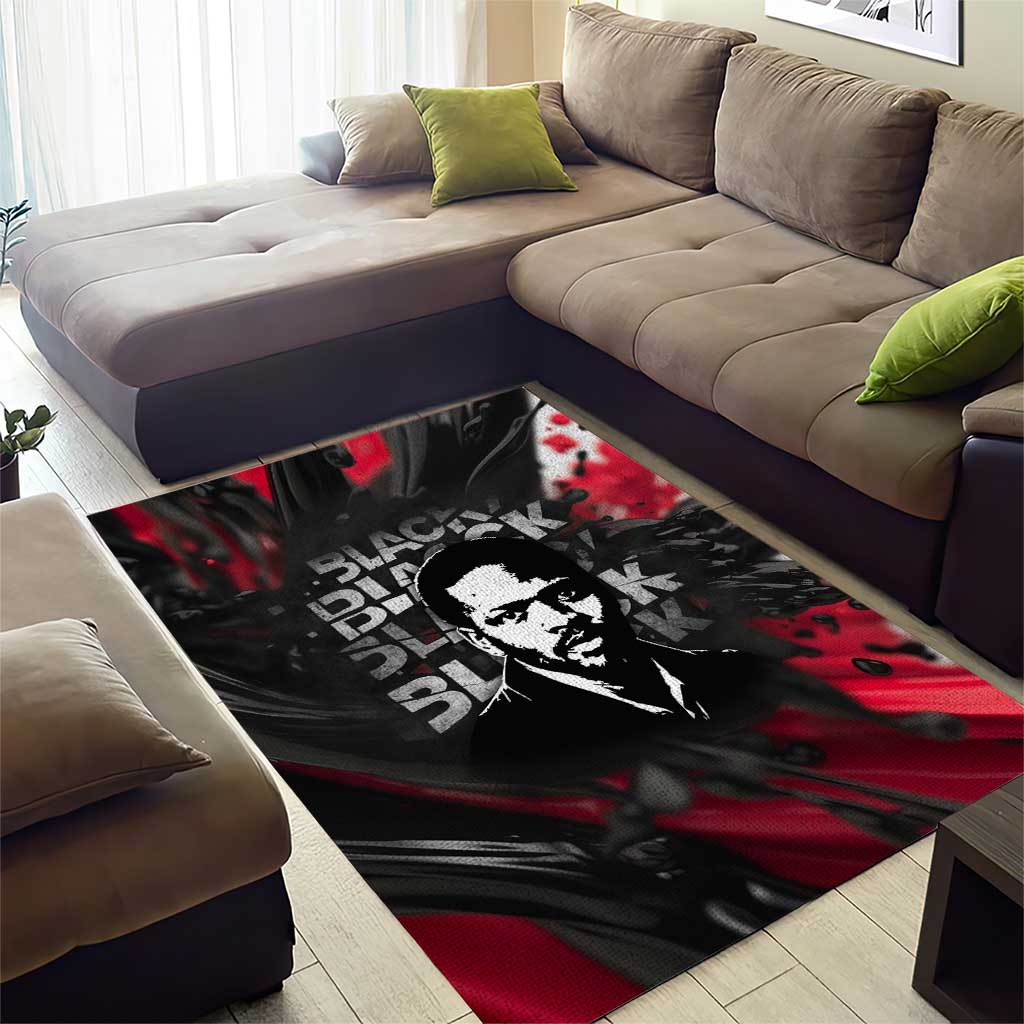 Steve Biko Area Rug with Black Consciousness Portrait, Power Fist Symbol and Red-Black Freedom - Wonder Print Shop