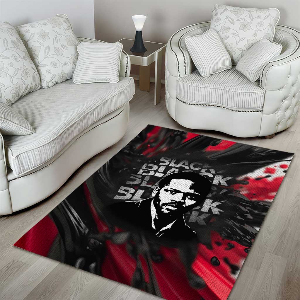 Steve Biko Area Rug with Black Consciousness Portrait, Power Fist Symbol and Red-Black Freedom - Wonder Print Shop