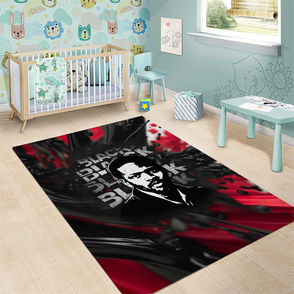 Steve Biko Area Rug with Black Consciousness Portrait, Power Fist Symbol and Red-Black Freedom - Wonder Print Shop