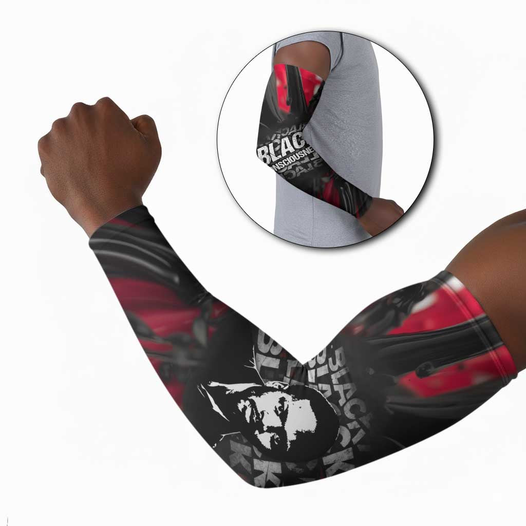 Steve Biko Arm Sleeves with Black Consciousness Portrait, Power Fist Symbol and Red-Black Freedom - Wonder Print Shop