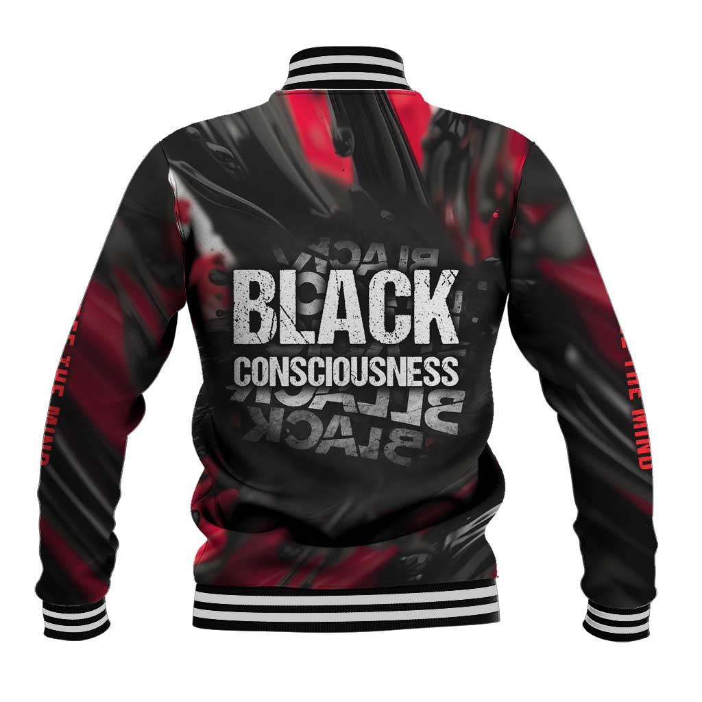 Steve Biko Baseball Jacket with Black Consciousness Portrait, Power Fist Symbol and Red-Black Freedom - Wonder Print Shop