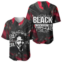 Steve Biko Baseball Jersey with Black Consciousness Portrait, Power Fist Symbol and Red-Black Freedom - Wonder Print Shop