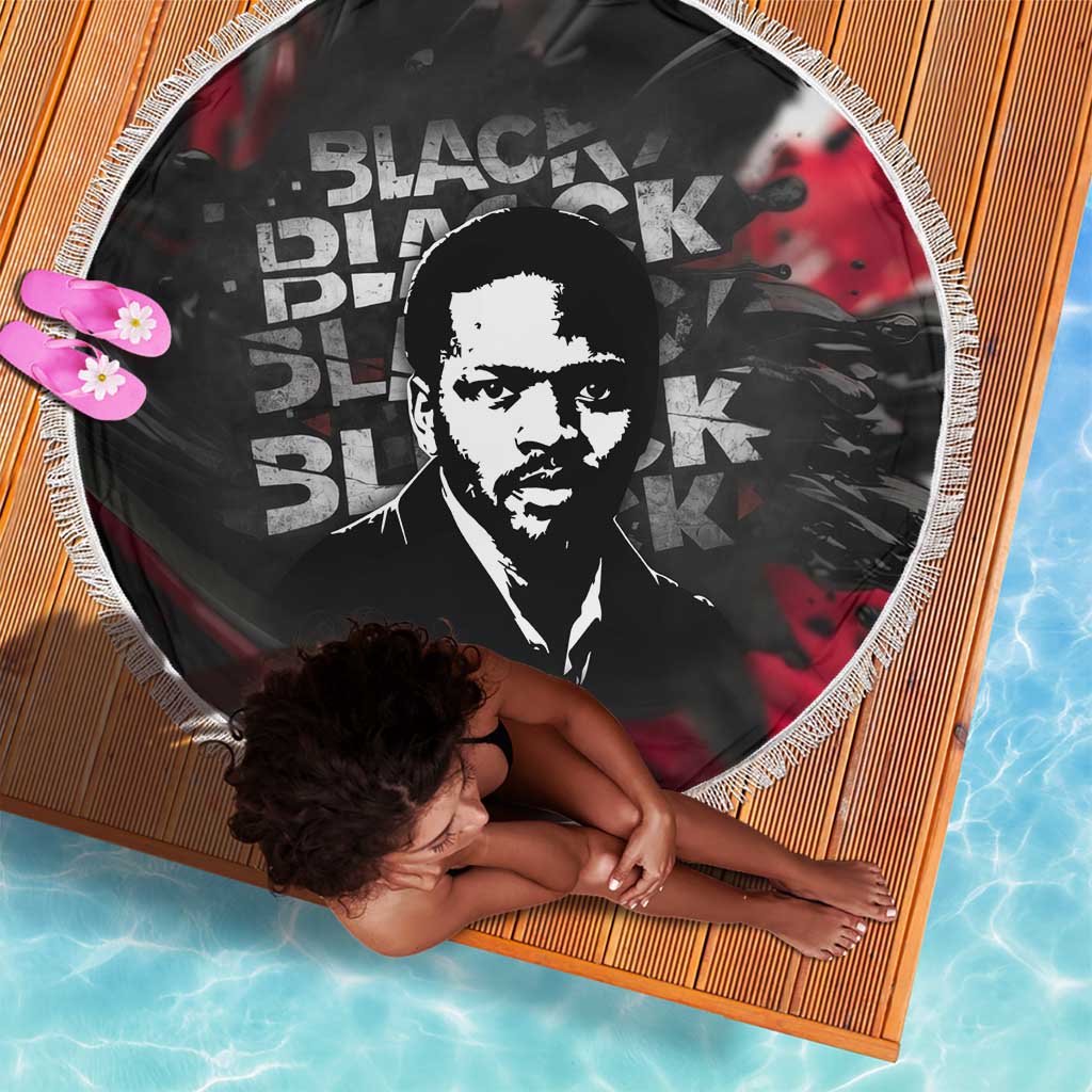 Steve Biko Beach Blanket with Black Consciousness Portrait, Power Fist Symbol and Red-Black Freedom - Wonder Print Shop