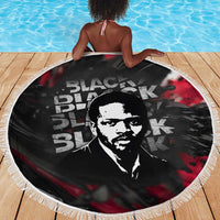 Steve Biko Beach Blanket with Black Consciousness Portrait, Power Fist Symbol and Red-Black Freedom - Wonder Print Shop