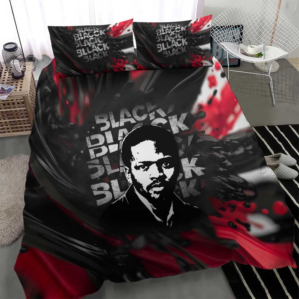 Steve Biko Bedding Set with Black Consciousness Portrait, Power Fist Symbol and Red-Black Freedom - Wonder Print Shop