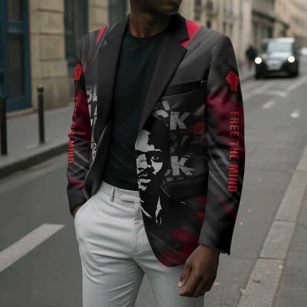Steve Biko Blazer with Black Consciousness Portrait, Power Fist Symbol and Red-Black Freedom - Wonder Print Shop
