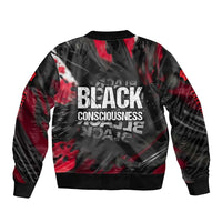 Steve Biko Bomber Jacket with Black Consciousness Portrait, Power Fist Symbol and Red-Black Freedom - Wonder Print Shop