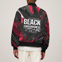 Steve Biko Bomber Jacket with Black Consciousness Portrait, Power Fist Symbol and Red-Black Freedom - Wonder Print Shop