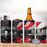 Steve Biko 4 in 1 Can Cooler Tumbler with Black Consciousness Portrait, Power Fist Symbol and Red-Black Freedom - Wonder Print Shop