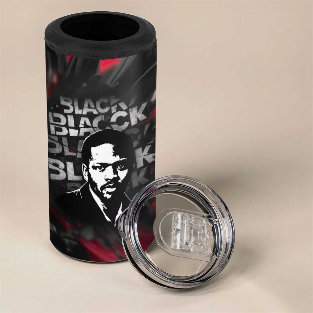 Steve Biko 4 in 1 Can Cooler Tumbler with Black Consciousness Portrait, Power Fist Symbol and Red-Black Freedom - Wonder Print Shop