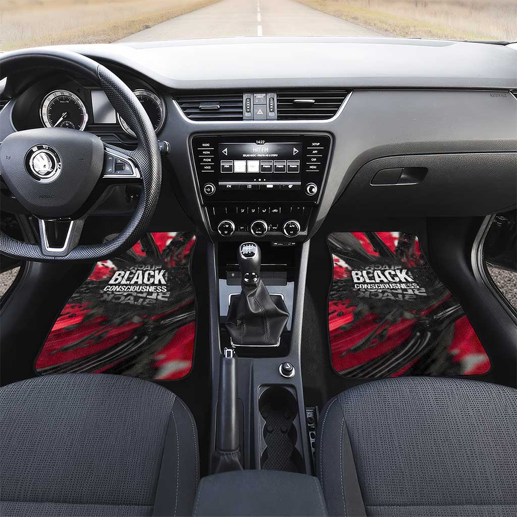 Steve Biko Car Mats with Black Consciousness Portrait, Power Fist Symbol and Red-Black Freedom - Wonder Print Shop